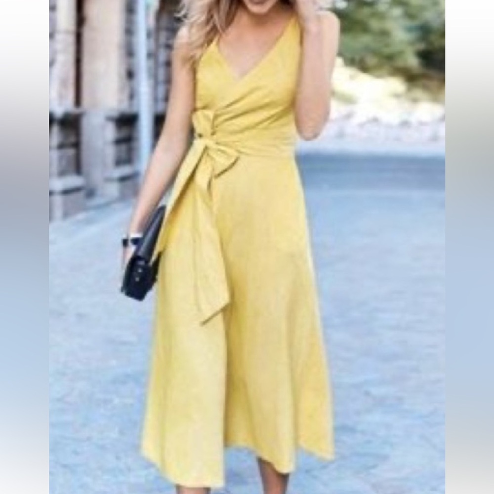 Boden Riviera Yellow Wrap Dress - Picture 3 of 5